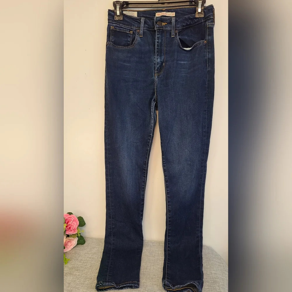 Levi's Jeans Women 27 721 Vintage High Rise Skinny Blue Stretch Denim Red Tab